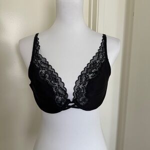 Soma | Unlined Lace Trim Plunge Bra | Black | 36B
